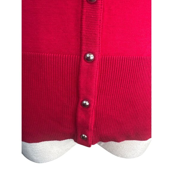 2/$30 White House Black Market Small Red Cardigan Sweater Embellished Shoulder - Picture 14 of 16